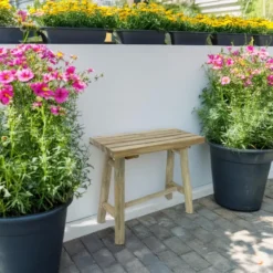 V/d Leeden Houten bankje - 43 x 21 x 38 cm - teakhout - zitbankje