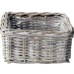 VD Leeden Opbergmand - antiek wit - 30 x 30 x 15 cm - rotan