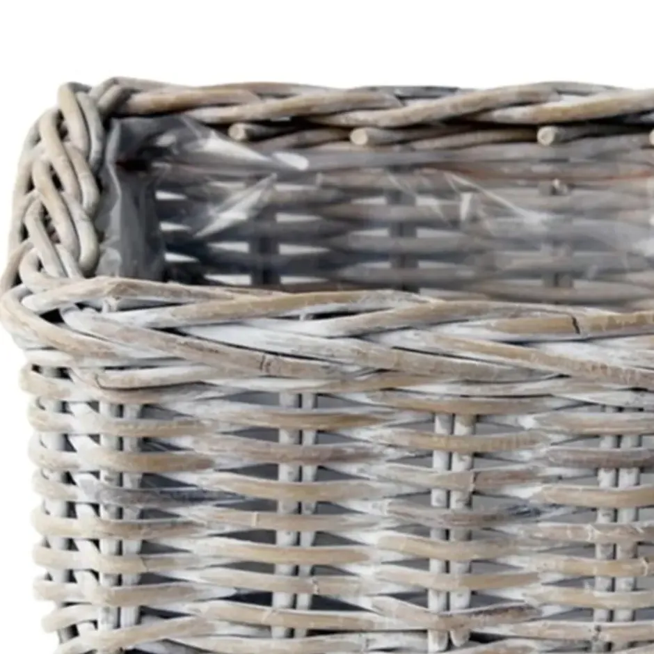 VD Leeden Opbergmand - antiek wit - 30 x 30 x 15 cm - rotan