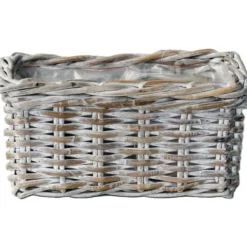 VD Leeden Opbergmand - antiek wit - 60 x 23 x 20 cm - rotan