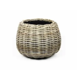 V/d Leeden Planten mand - rond - rotan - riet - 57x44cm - drypot
