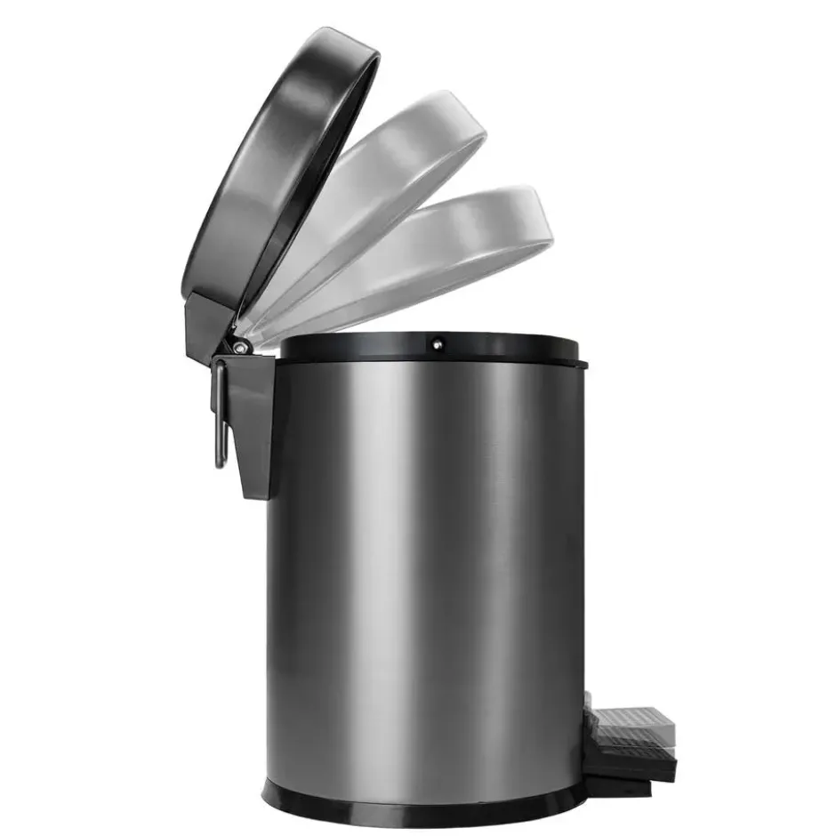 VDN Stainless Prullenbak - Pedaalemmer - Afvalbak - 3 Liter - RVS - Gun metal