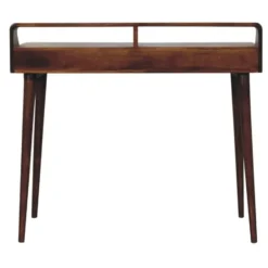 Verhoogde kastanjebruine sidetable met 2 lades, bruin
