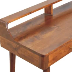 Verhoogde kastanjebruine sidetable met 2 lades, bruin