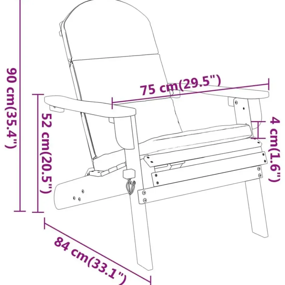 vidaXL - Adirondack tuinstoel - Kussens - Bruin - Acaciahout - 75x84x90 cm