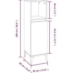 vidaXL - Badkamerkast bewerkt hout grijs sonoma eikenkleur 30x30x100 cm