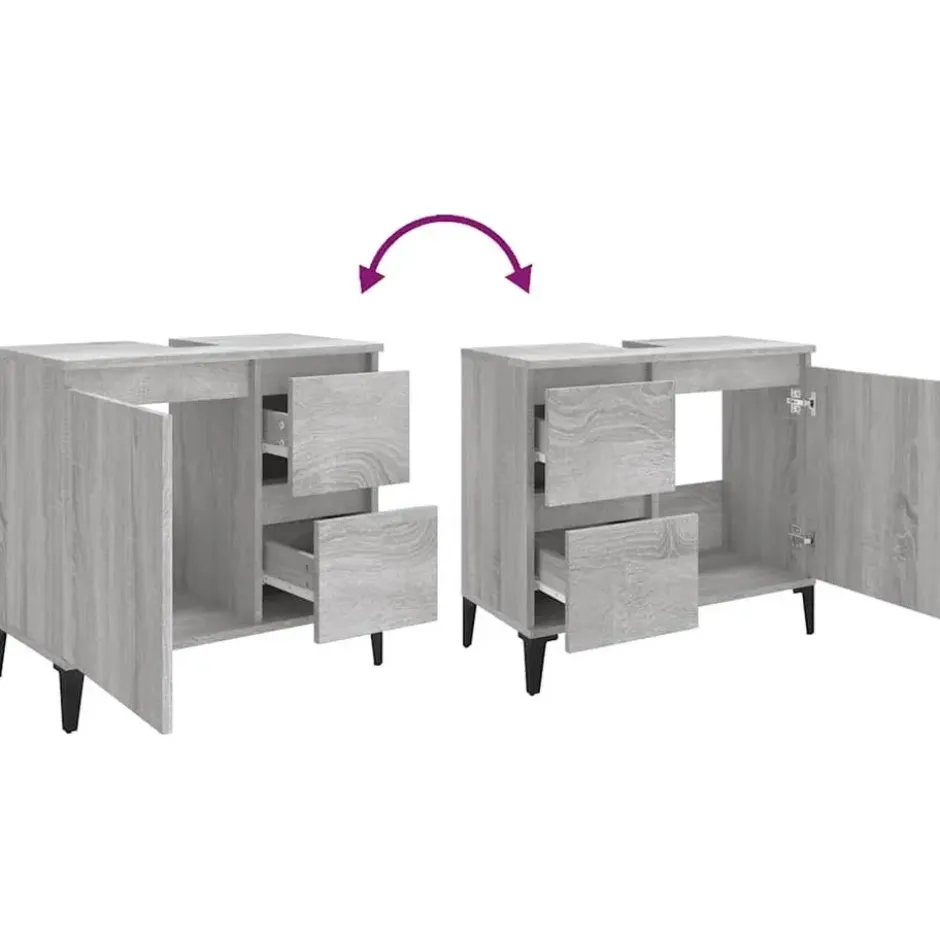 vidaXL - Badkamerkast - Grijs - Bewerkt hout