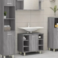 vidaXL - Badkamerkast - Grijs - Bewerkt hout