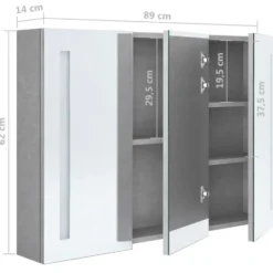 vidaXL - Badkamerkast - Grijs - MDF - 89 x 14 x 62 cm