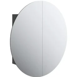 vidaXL - Badkamerkast met ronde spiegel en LED 54x54x17,5 cm zwart