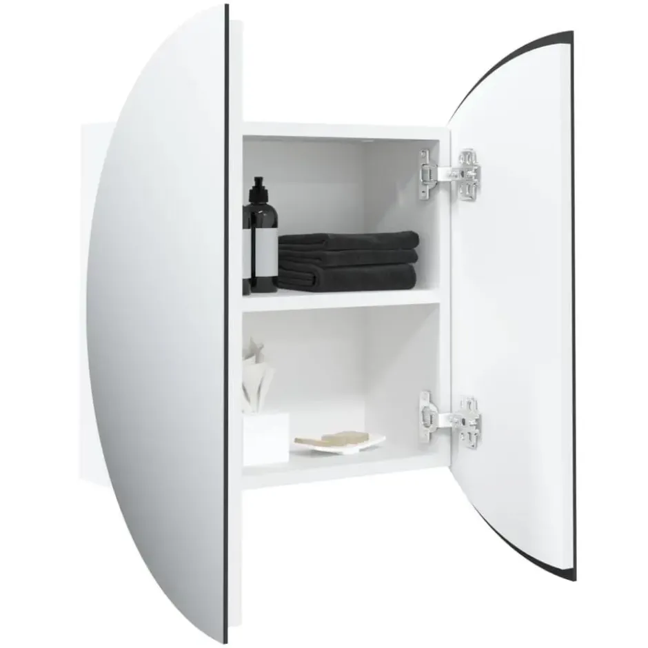 vidaXL - Badkamerkast met ronde spiegel en LED 47x47x17,5 cm wit