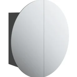 vidaXL - Badkamerkast met ronde spiegel en LED 47x47x17,5 cm zwart