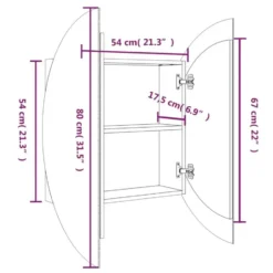vidaXL - Badkamerkast met ronde spiegel en LED 54x54x17,5 cm wit