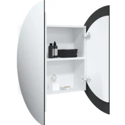 vidaXL - Badkamerkast met ronde spiegel en LED 54x54x17,5 cm wit