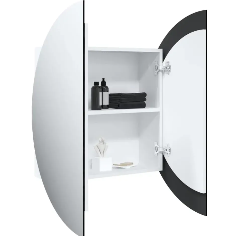 vidaXL - Badkamerkast met ronde spiegel en LED 54x54x17,5 cm wit