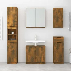 vidaXL - Badkamerkast met spiegel 64x20x67 cm gerookt eikenkleurig