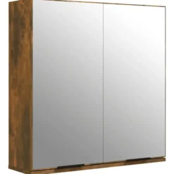 vidaXL - Badkamerkast met spiegel 64x20x67 cm gerookt eikenkleurig