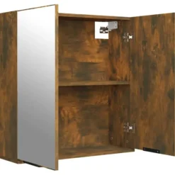 vidaXL - Badkamerkast met spiegel 64x20x67 cm gerookt eikenkleurig