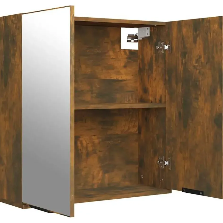 vidaXL - Badkamerkast met spiegel 64x20x67 cm gerookt eikenkleurig