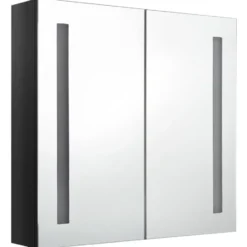 vidaXL - Badkamerkast met spiegel en LED 62x14x60 cm glanzend zwart
