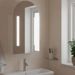 vidaXL - Badkamerkast met spiegel en LED gebogen 42x13x70 cm wit