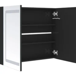 vidaXL - Badkamerkast met spiegel en LED 80x12x68 cm glanzend zwart