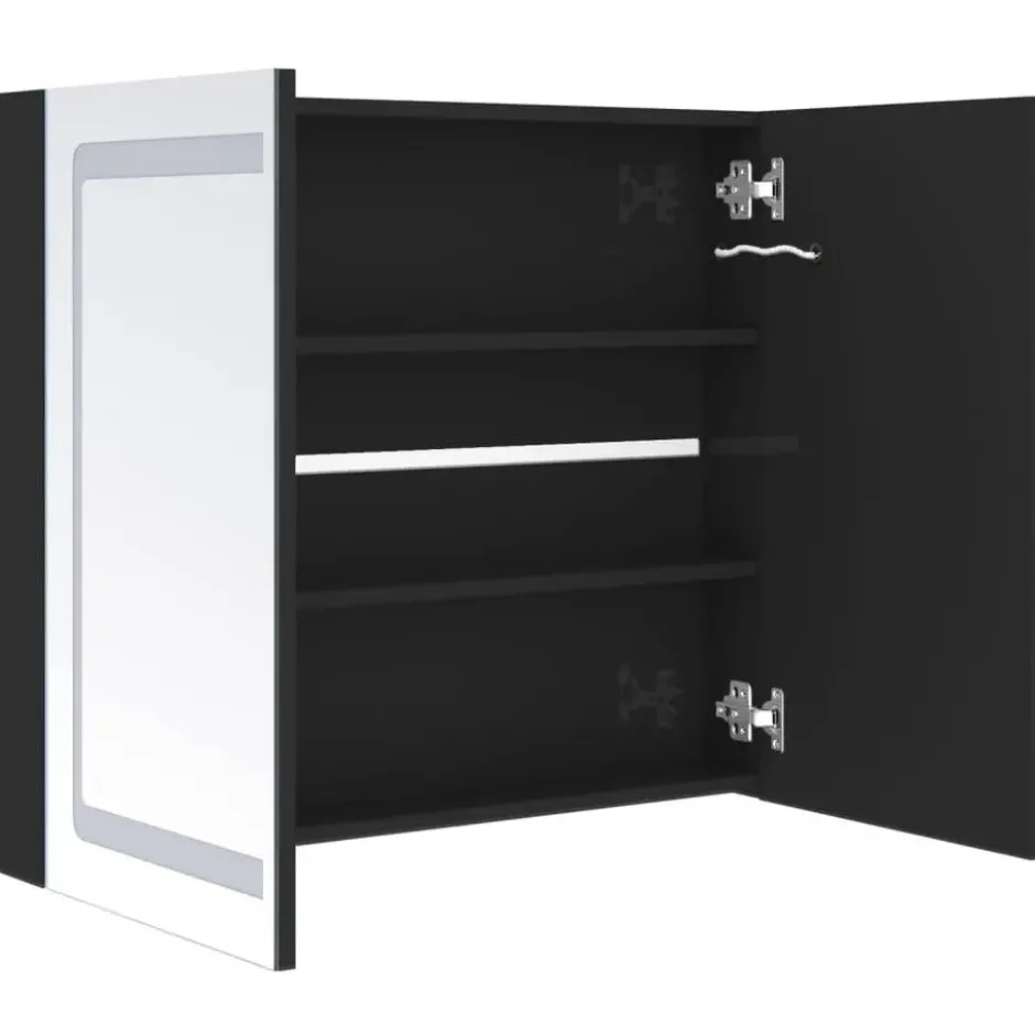 vidaXL - Badkamerkast met spiegel en LED 80x12x68 cm glanzend zwart