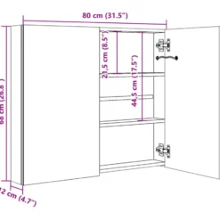 vidaXL - Badkamerkast met spiegel en LED 80x12x68 cm glanzend zwart