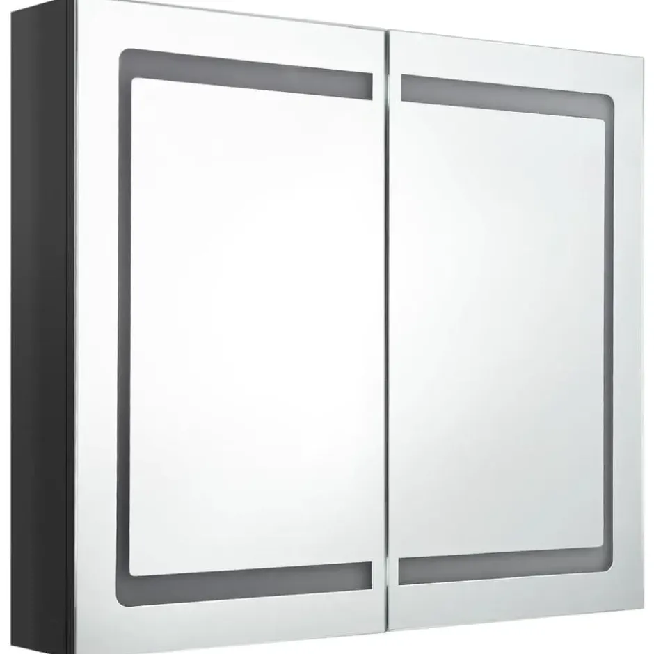 vidaXL - Badkamerkast met spiegel en LED 80x12x68 cm glanzend zwart