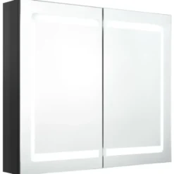 vidaXL - Badkamerkast met spiegel en LED 80x12x68 cm glanzend zwart