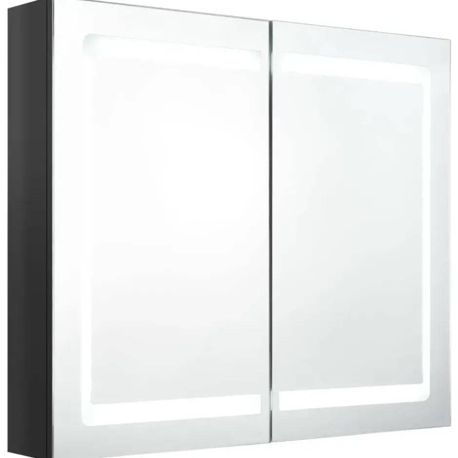 vidaXL - Badkamerkast met spiegel en LED 80x12x68 cm glanzend zwart