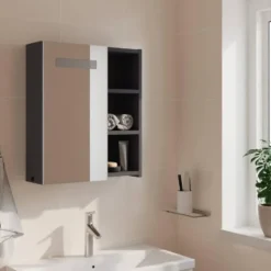 vidaXL - Badkamerkast met spiegel en LED 45x13x52 cm grijs