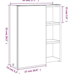 vidaXL - Badkamerkast met spiegel en LED 45x13x52 cm grijs