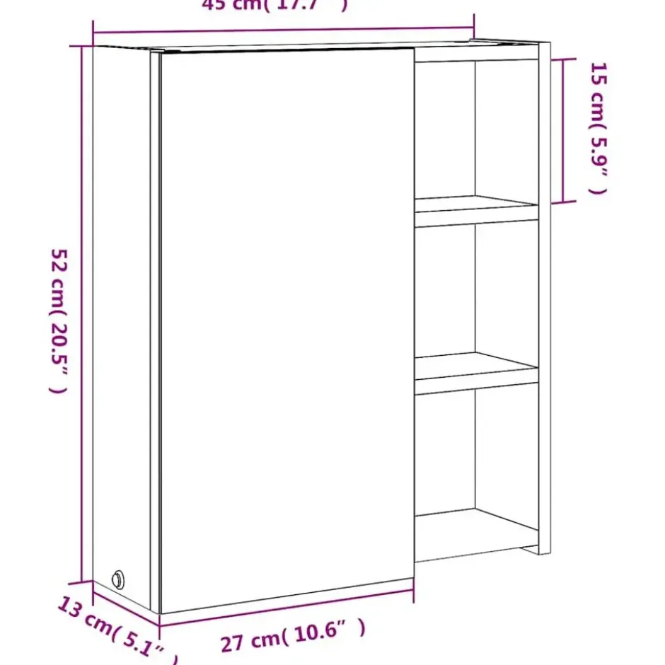vidaXL - Badkamerkast met spiegel en LED 45x13x52 cm grijs
