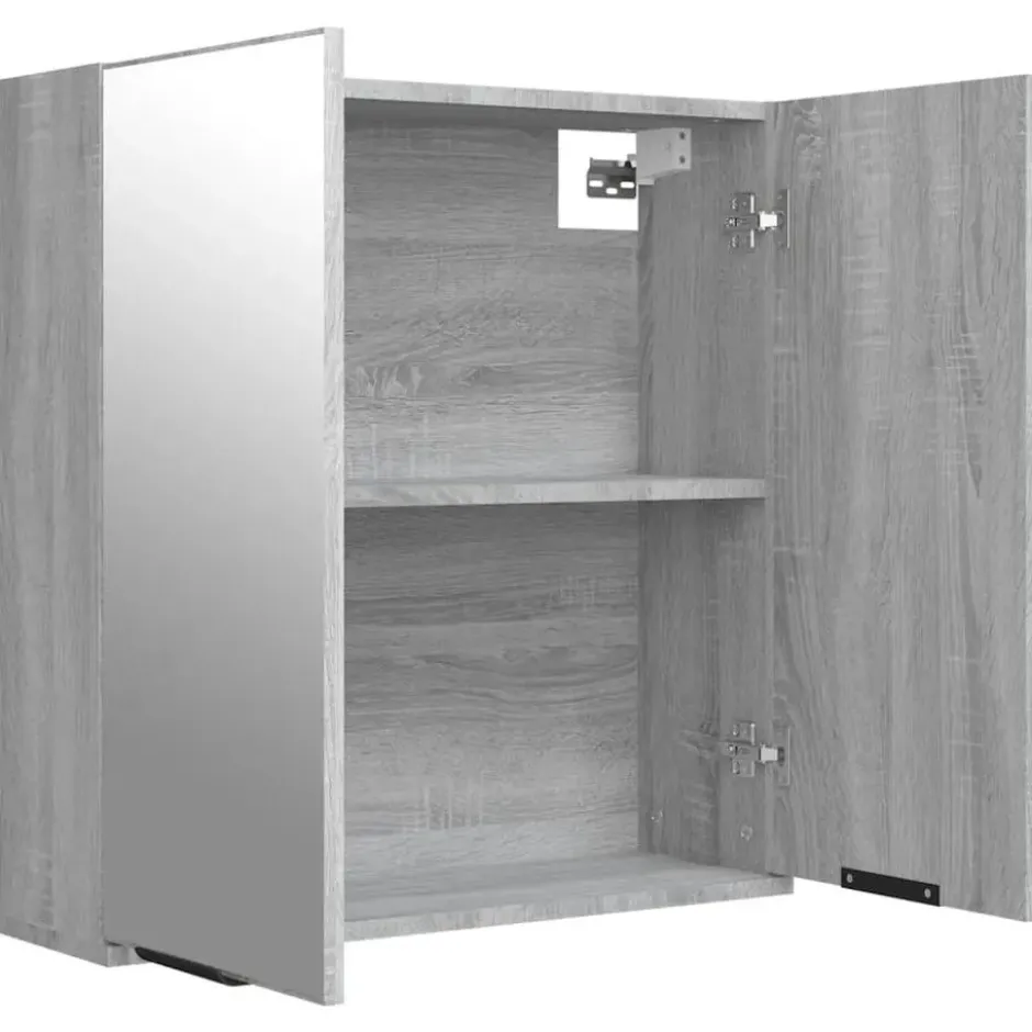 vidaXL - Badkamerkast met spiegel 64x20x67 cm grijs sonoma eikenkleurig