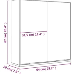 vidaXL - Badkamerkast met spiegel 64x20x67 cm grijs sonoma eikenkleurig