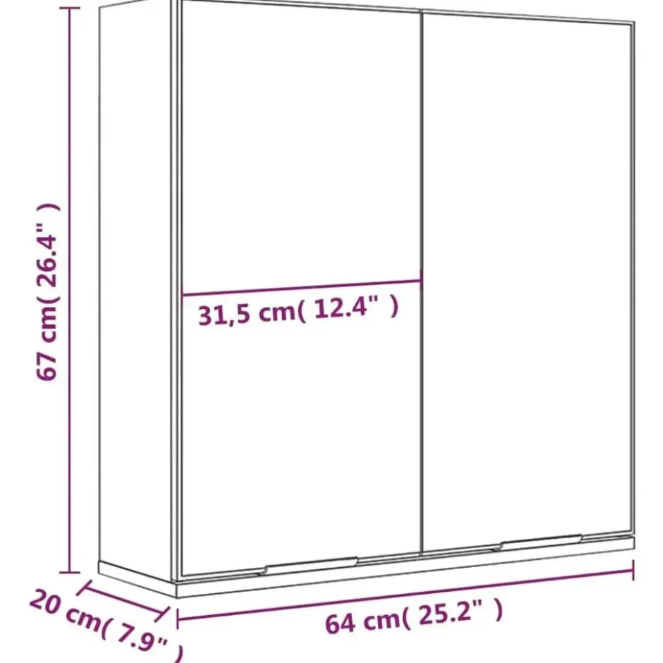 vidaXL - Badkamerkast met spiegel 64x20x67 cm grijs sonoma eikenkleurig
