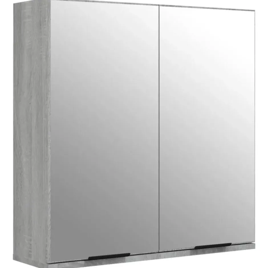vidaXL - Badkamerkast met spiegel 64x20x67 cm grijs sonoma eikenkleurig
