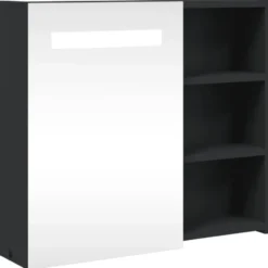 vidaXL - Badkamerkast met spiegel en LED 60x13x52 cm zwart