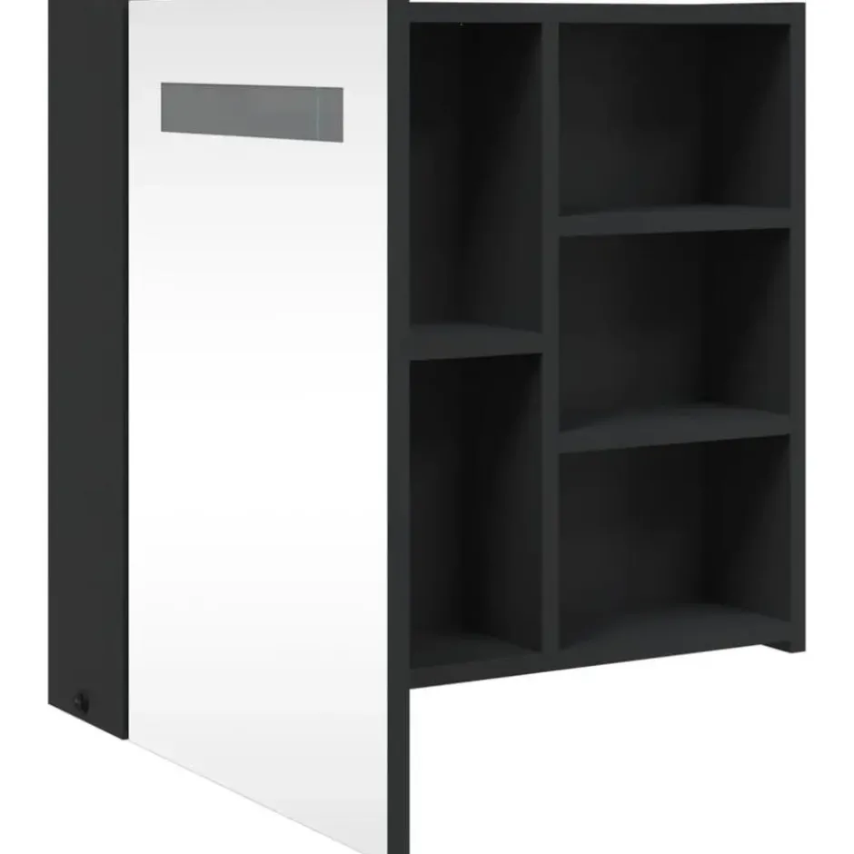 vidaXL - Badkamerkast met spiegel en LED 60x13x52 cm zwart