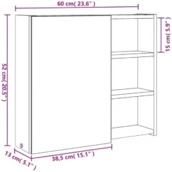 vidaXL - Badkamerkast met spiegel en LED 60x13x52 cm zwart