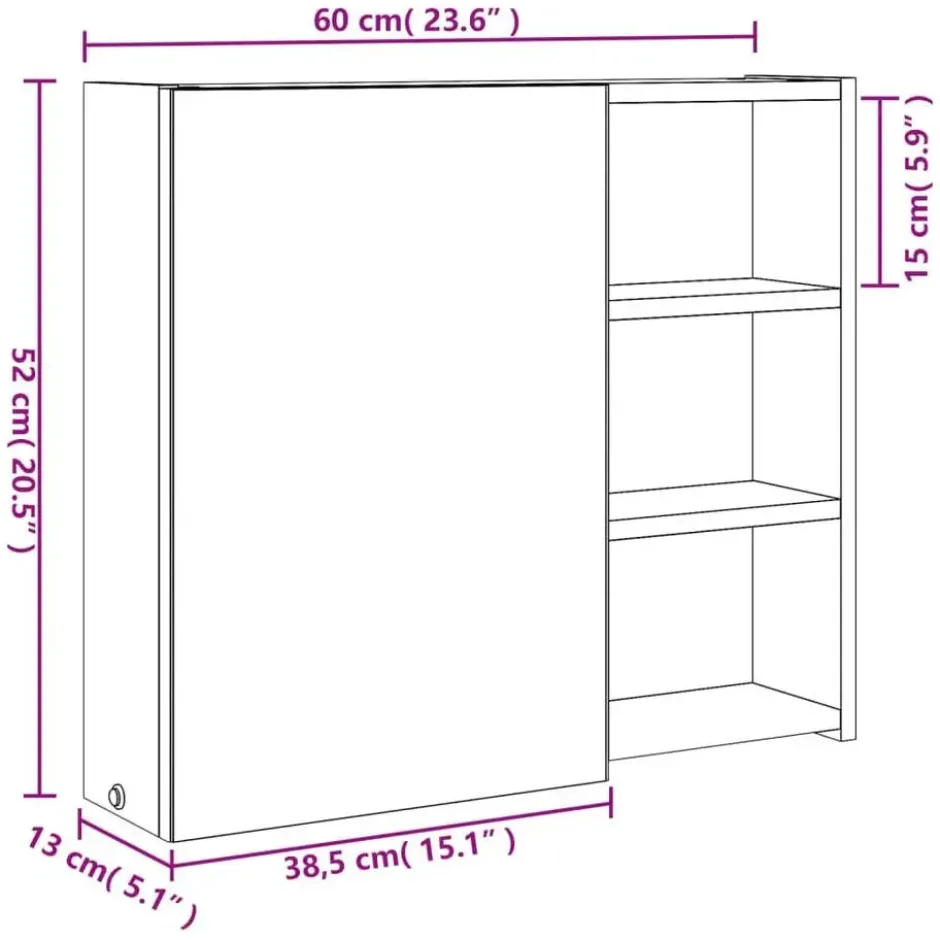 vidaXL - Badkamerkast met spiegel en LED 60x13x52 cm zwart