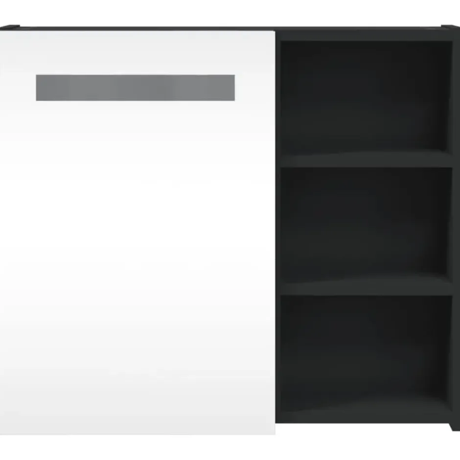 vidaXL - Badkamerkast met spiegel en LED 60x13x52 cm zwart