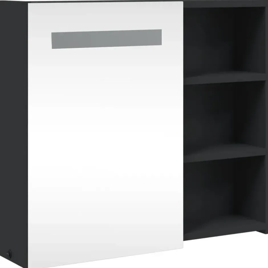vidaXL - Badkamerkast met spiegel en LED 60x13x52 cm zwart
