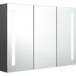 vidaXL - Badkamerkast met spiegel en LED 89x14x62 cm grijs