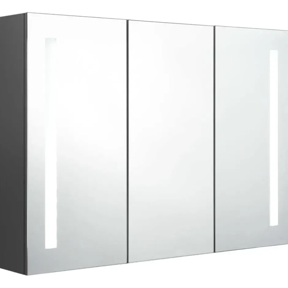 vidaXL - Badkamerkast met spiegel en LED 89x14x62 cm grijs