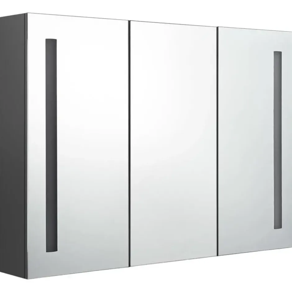 vidaXL - Badkamerkast met spiegel en LED 89x14x62 cm grijs
