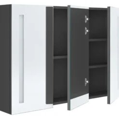 vidaXL - Badkamerkast met spiegel en LED 89x14x62 cm grijs
