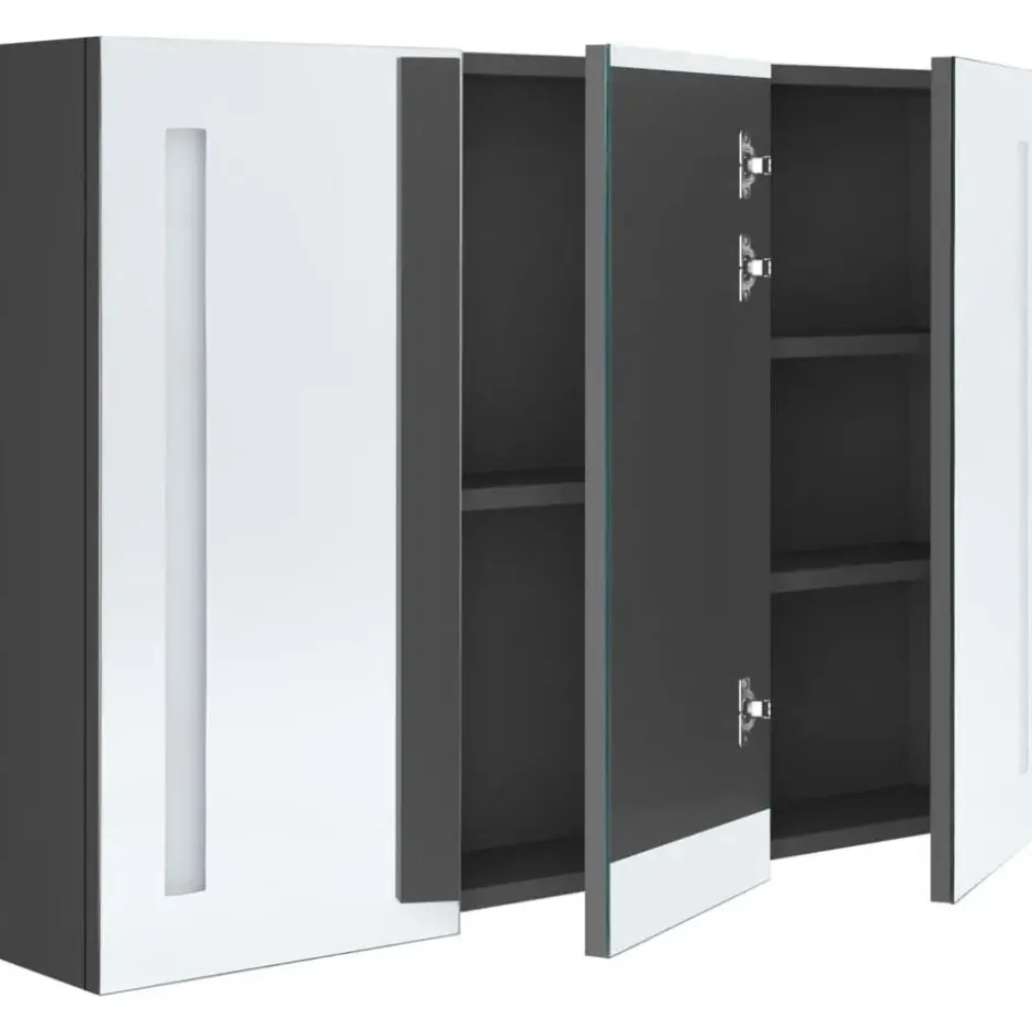 vidaXL - Badkamerkast met spiegel en LED 89x14x62 cm grijs