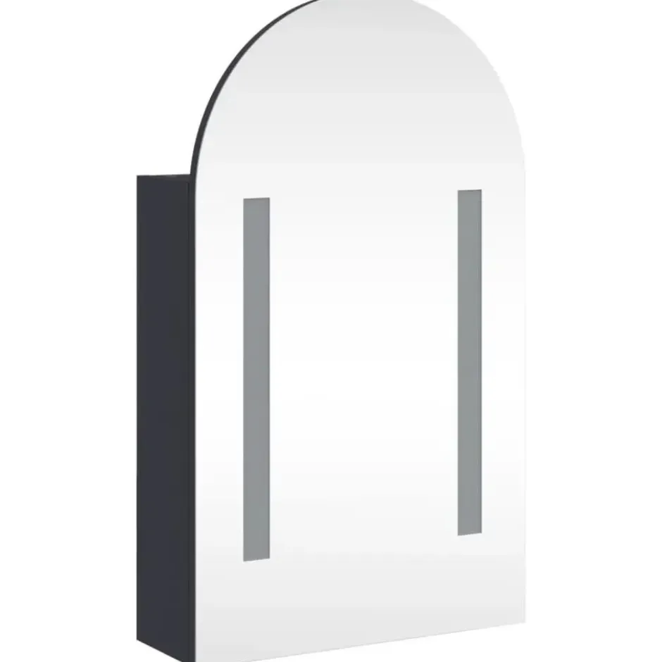 vidaXL - Badkamerkast met spiegel en LED gebogen 42x13x70 cm grijs